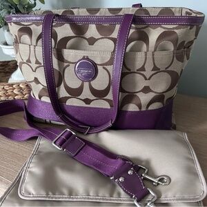 EUC Coach Signature Stripe Multifunction Tote